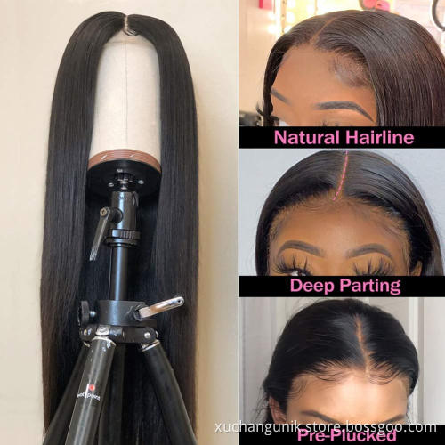Uniky 13x4 Super Fine HD Lace Frontal Wigs Brazilian Straight Human Hair Wigs 150% 180% Human Hair Lace Wig For Black Woman